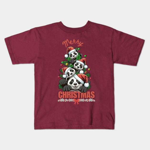 Merry Christmas Cat Santa Gift Kids T-Shirt by Jimmynice